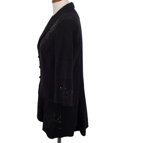 Bob Mackie Wearable Art Blazer 3 Button Jacket Black Womens Small New No Tags - Picture 2 of 6